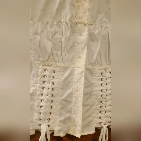 Moda International Victoria's Secret Corset Lace Up Peasant Blouse ISO XS - Picture 3 of 9